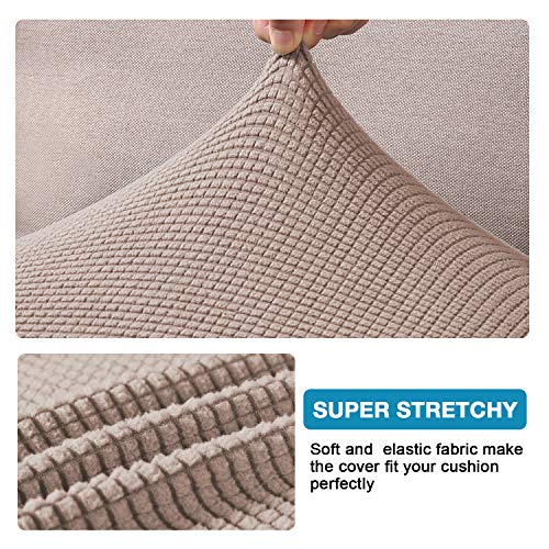 Flamingo P High Stretch Seat Cushion Cover Sofa Cushion Furniture Protector For Sofa Seat Sofa Slipcover Sofa Cover Soft Flexibility With Elastic Bottom (3 Pieces Cushion Covers, Sand) #TOP2