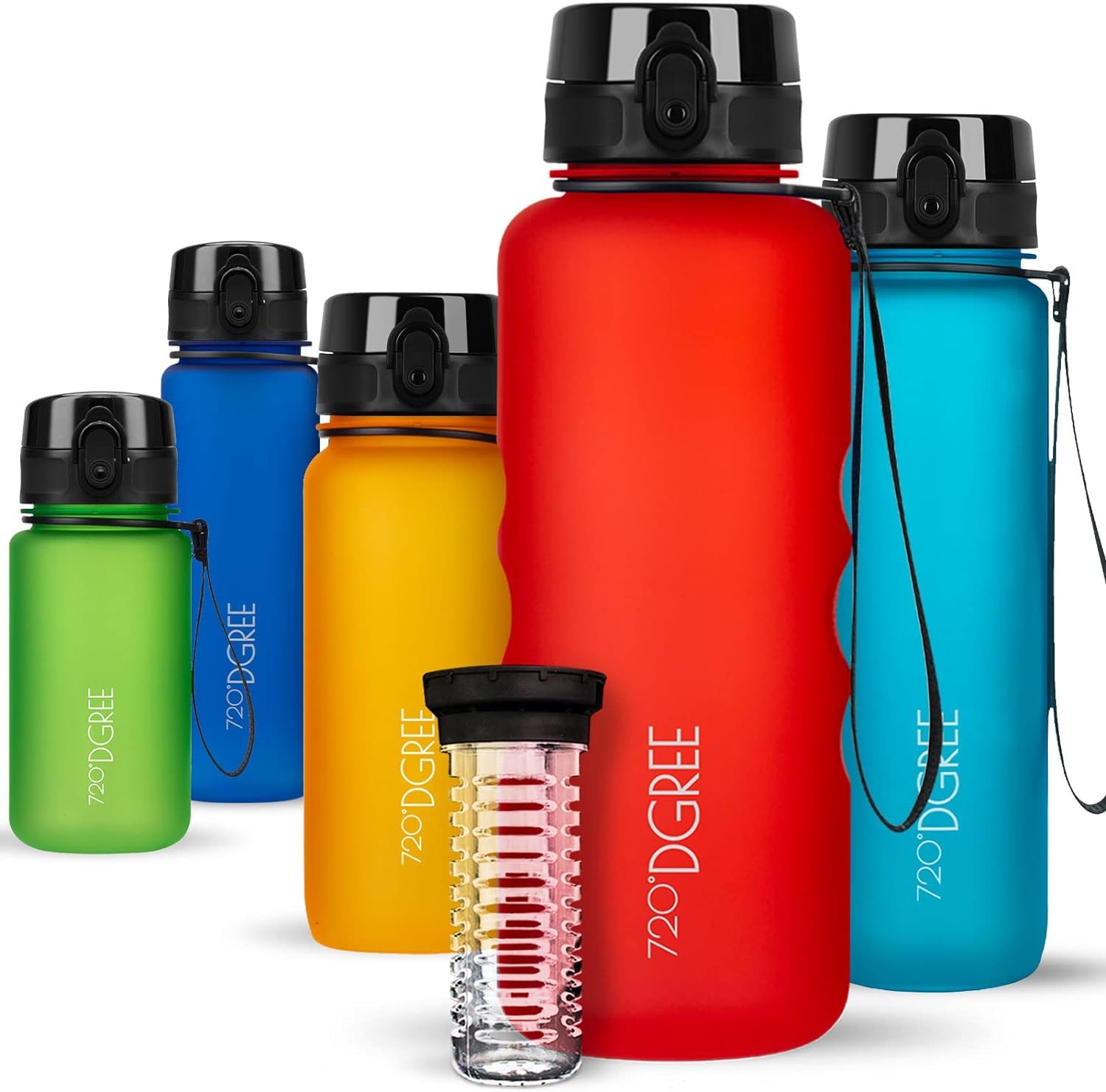 720°DGREE Botella Agua 1 Litro “uberBottle“ - Tamiz-Fruta, softTouch - Sin BPA, Prueba de Fugas, Reutilizable - Cantimplora, Water Bottle ideal para Deporte, Fitness, Gimnasio, Senderismo, Ciclismo — view 64