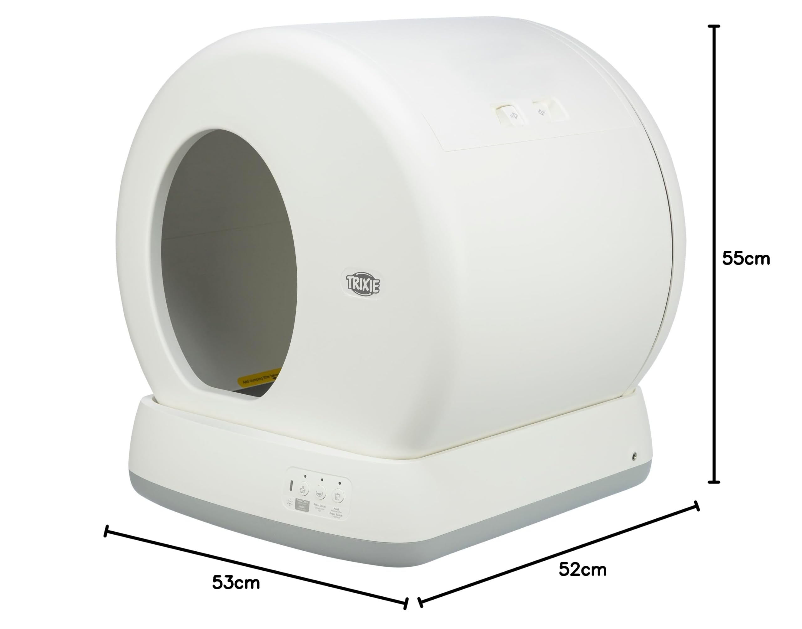 TRIXIE Bac à litière autonettoyant pour Chat – Blanc – 53 × 55,5 × 52 cm