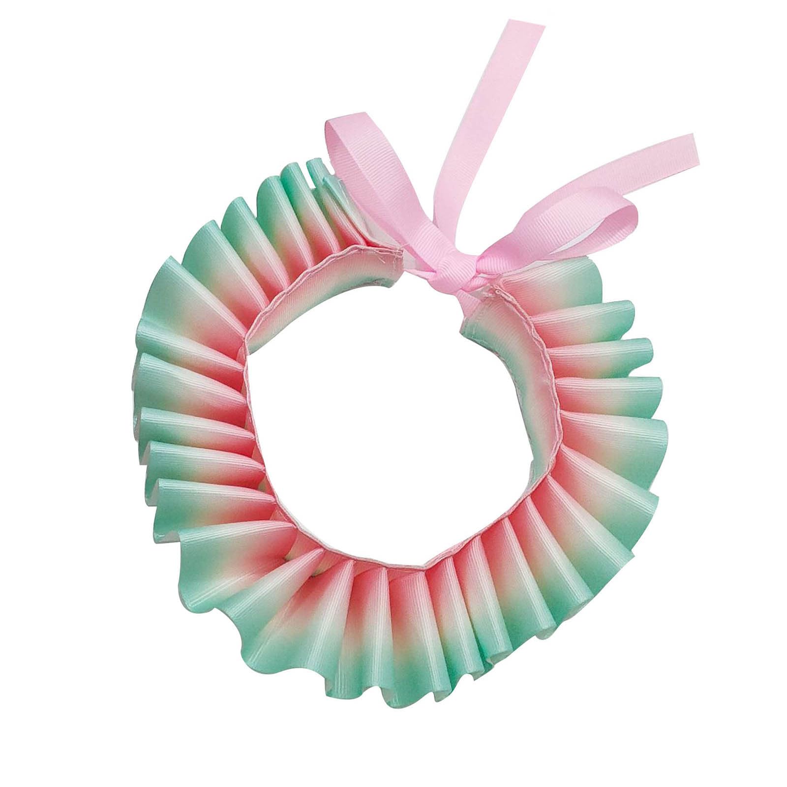 TiaoBug Elizabethan Fake Collar Victorian Neck Ruffle Collar Vintage Organza Neck Ruff for Cosplay Fancy Dress Pink Green One Size