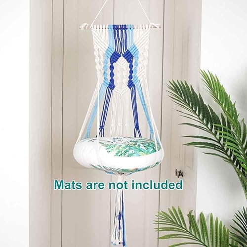 Miniatura 3 de Hamaca de gato para mascotas, cesta colgante tejida a mano, macramé colgante para decoración del hogar, sin alfombrilla