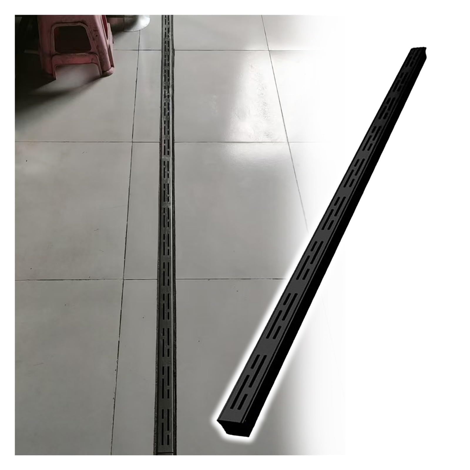 PEYNIR Canaleta de Drenaje Canaleta de Drenaje Delgada de 5 cm de Acero Inoxidable, Acera Patio Terraza Rejilla desviadora de canaleta para Agua de Lluvia(Black,Length-1m/3.3ft)