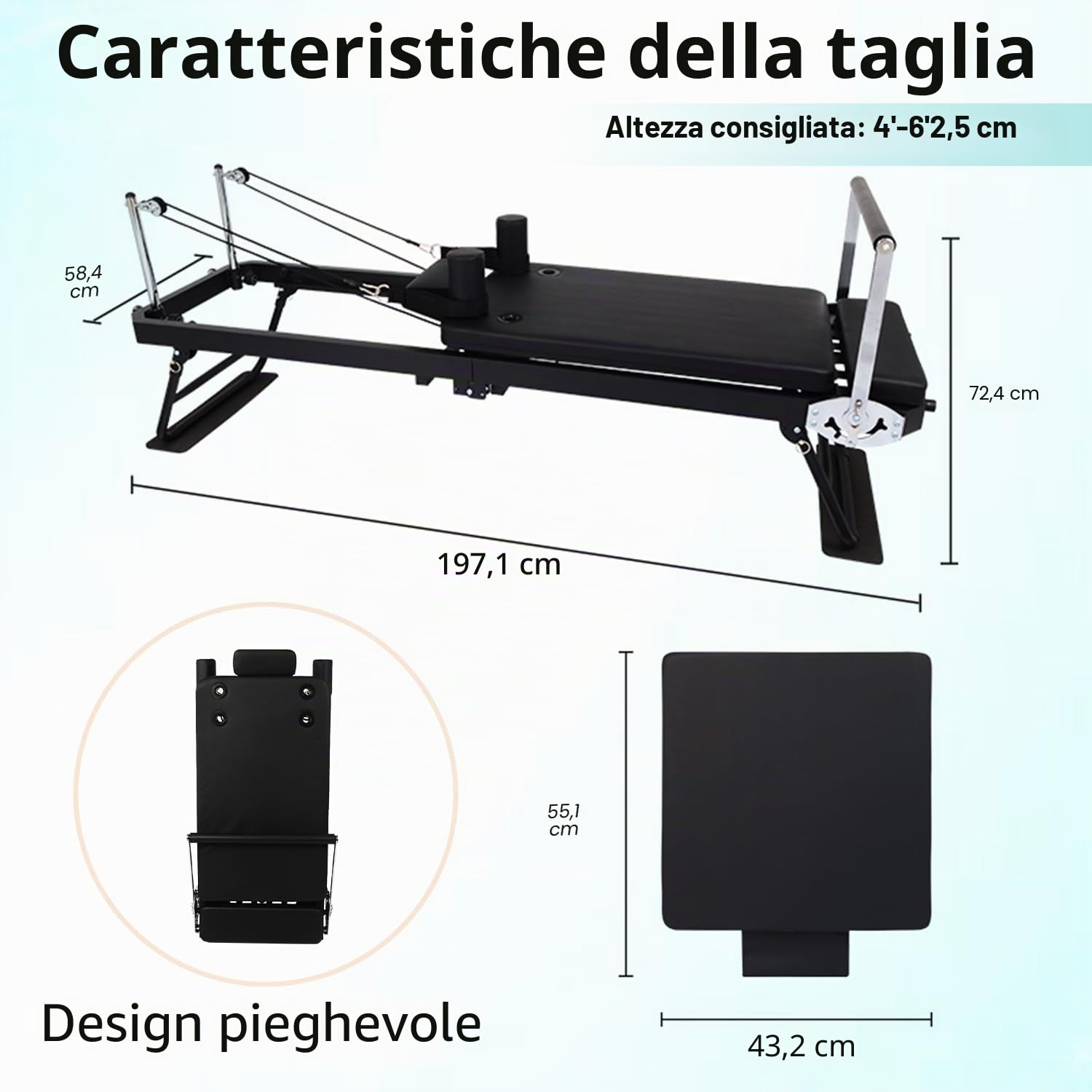 Attrezzatura per pilates Reformer con molle e corde per allenamento a casa, attrezzatura pieghevole per pilates con trampolino per tutti i livelli