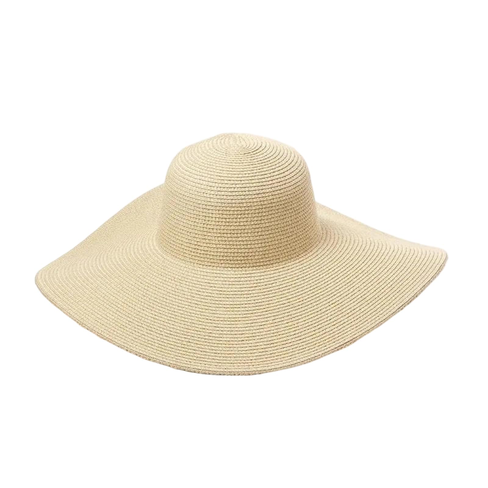 EYRMQWJPC Wide Brim Sun Hat, Women's Straw Sun Hat Wide Brim 11-14cm Protection Multicolor Beach Travel Summer(Beige,Brim 11cm)