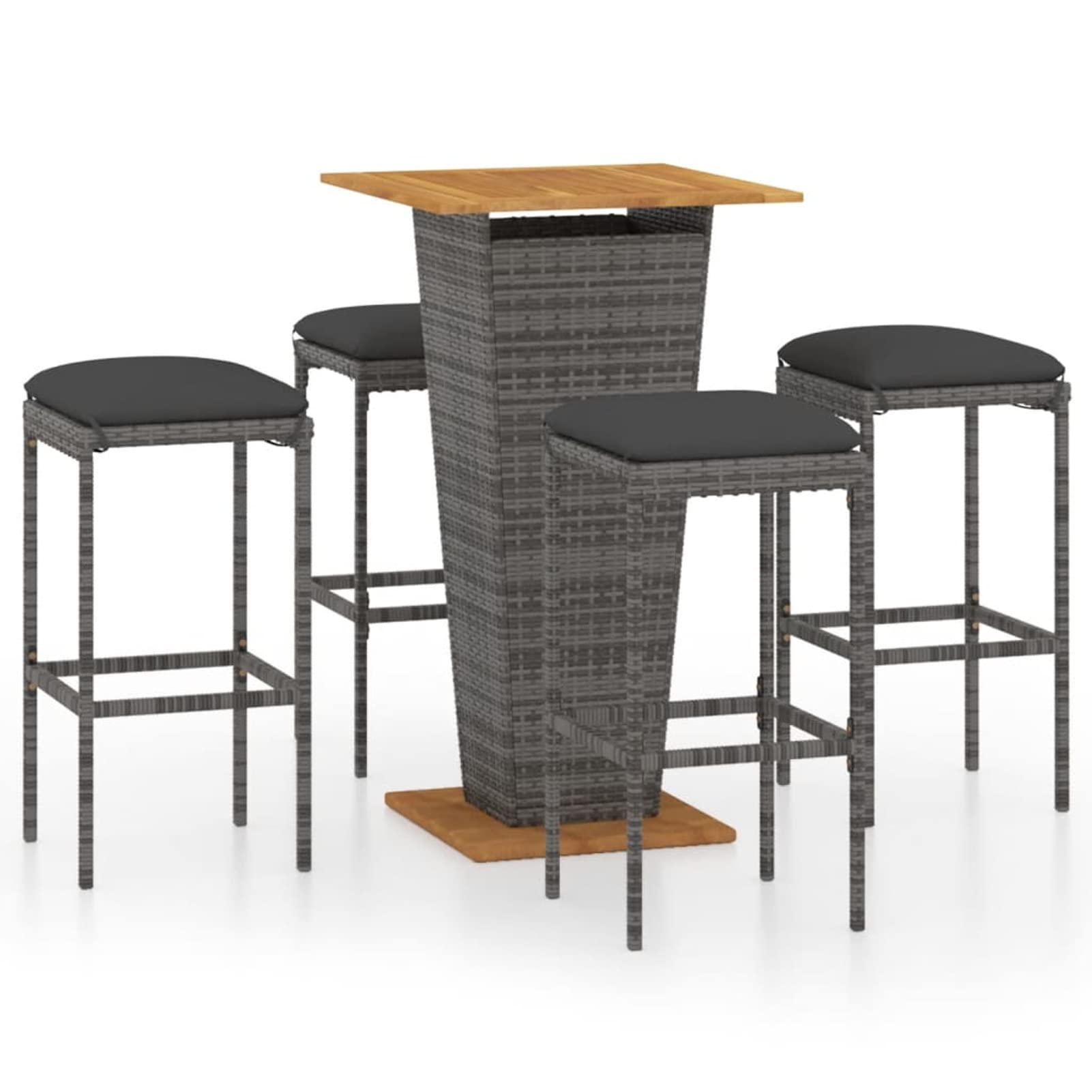 Ensemble de Bar Ensemble de Bar de Jardin Salon de Jardin Exterieur Salon Jardin Ensemble de Bar de Jardin 5 pcs et Coussins Résine tressée Gris Co