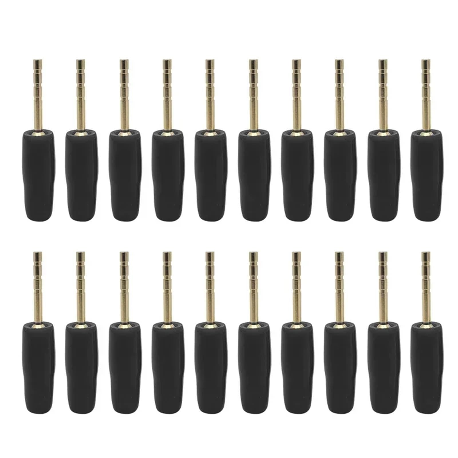 Adaptateur Banane en cuivre plaqué Or, Broche de 2mm, fiches de bornes Banane à Broche Droite, connecteur de câblage de Haut-Parleur, 20 pièces(20 Black)