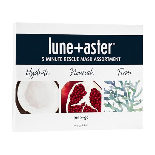 Lune+Aster Trío surtido de máscaras de rescate de 5 minutos  Juego de 3 mascarillas para hidratar, reafirmar y nutrir