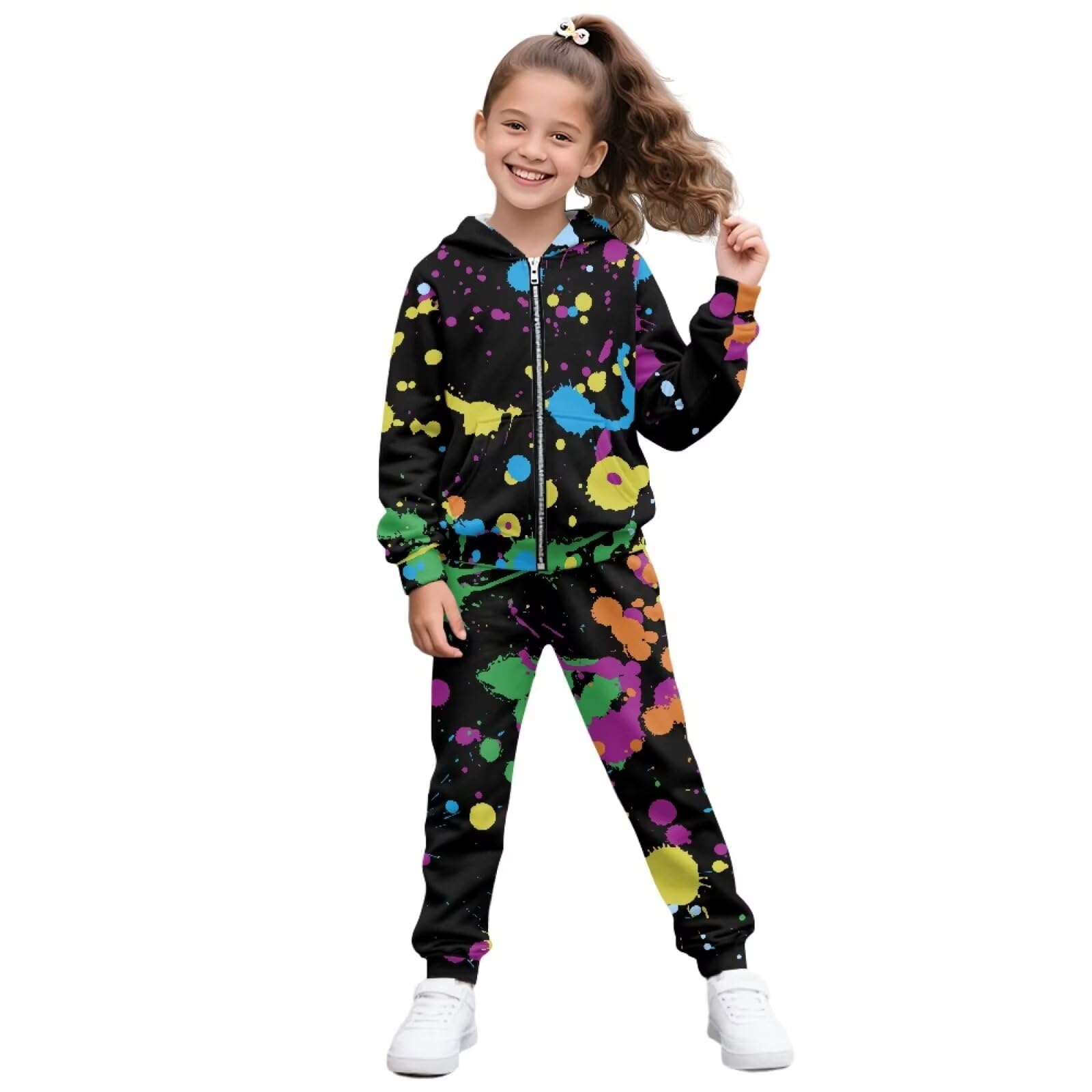 Set da jogging da ragazza 2 pezzi Oufits giacca a maniche lunghe con cappuccio da ragazza felpa sportiva con cappuccio alla moda tuta per bambini 6-15 anni