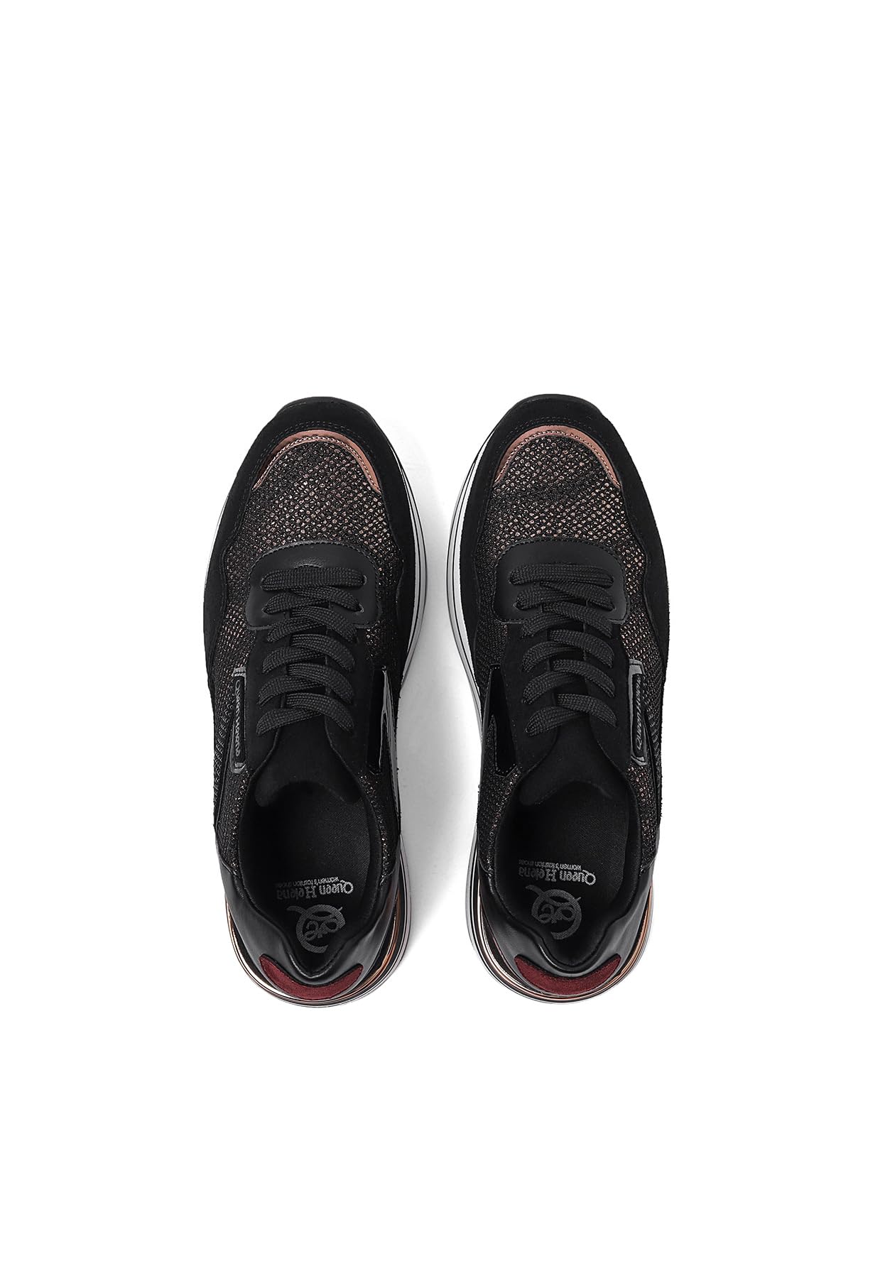 QUEEN HELENA Scarpe da Ginnastica con Zeppa Sneakers Alte Platform Donna X29-30