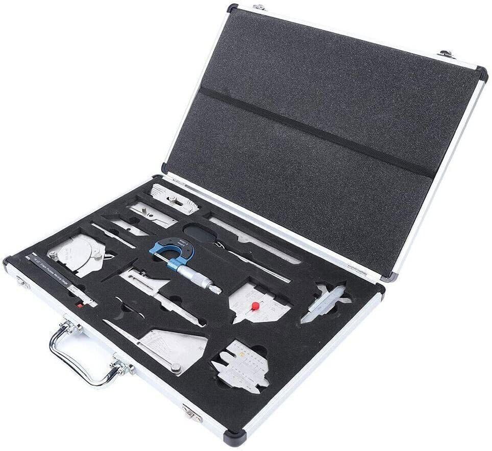 Miniatura 2 de Kit de herramientas de calibre de soldadura de 13 piezas, caja de herramientas portátil de calibre de soldadura, caja de regla de inspección,