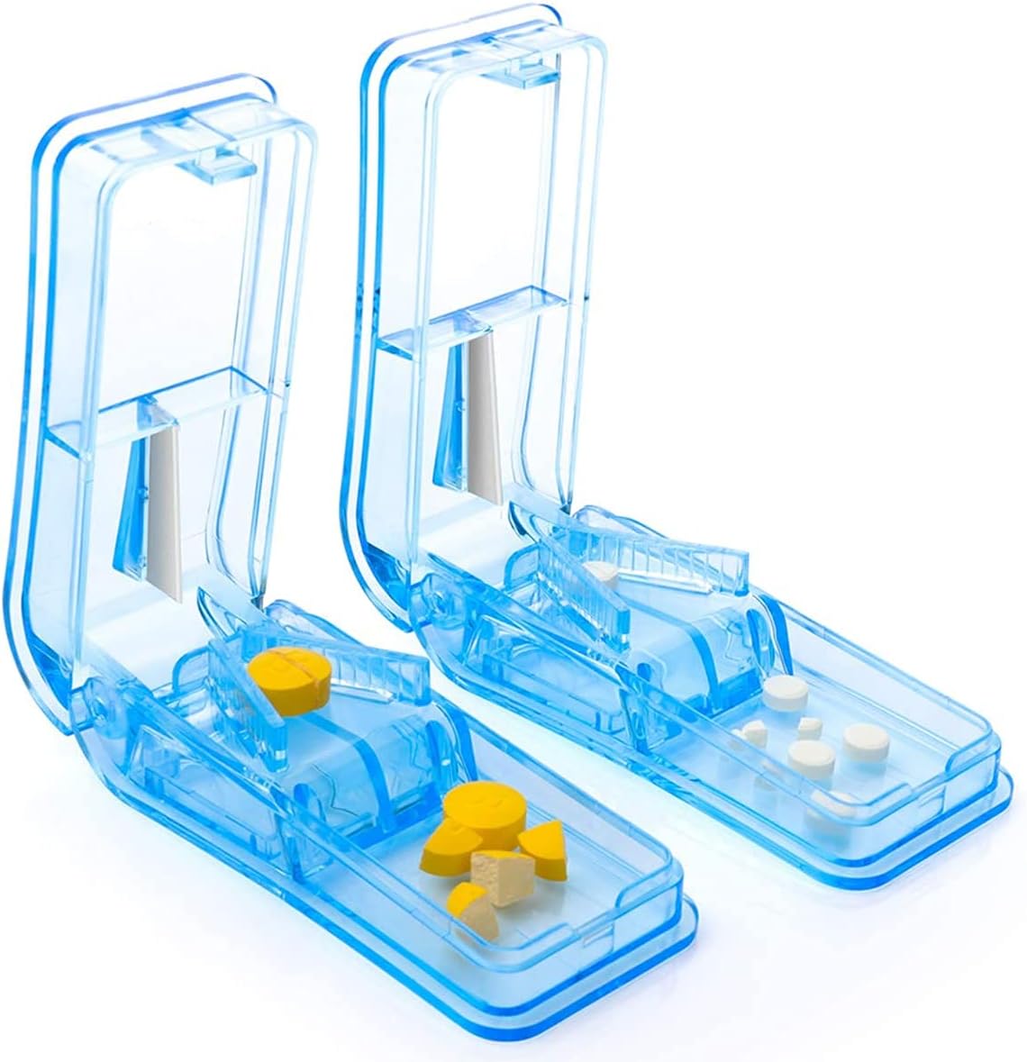 2 Pack Pill Cutter, Pill Splitter with Stainless Steel Blade for