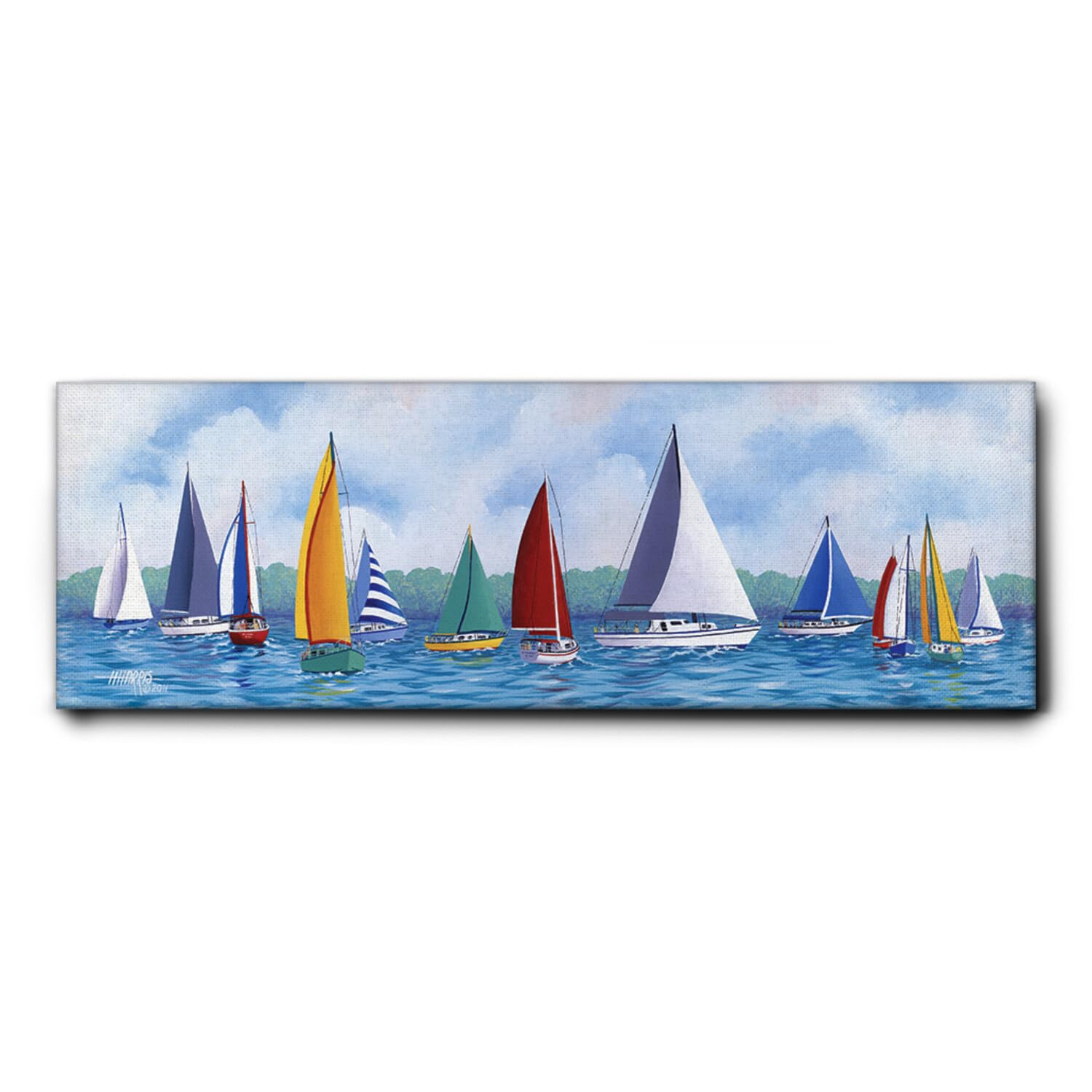 Toile Fête de voilier Hugh Harris par Giallobus tableau moderne 150x50 cm prêt à accrocher