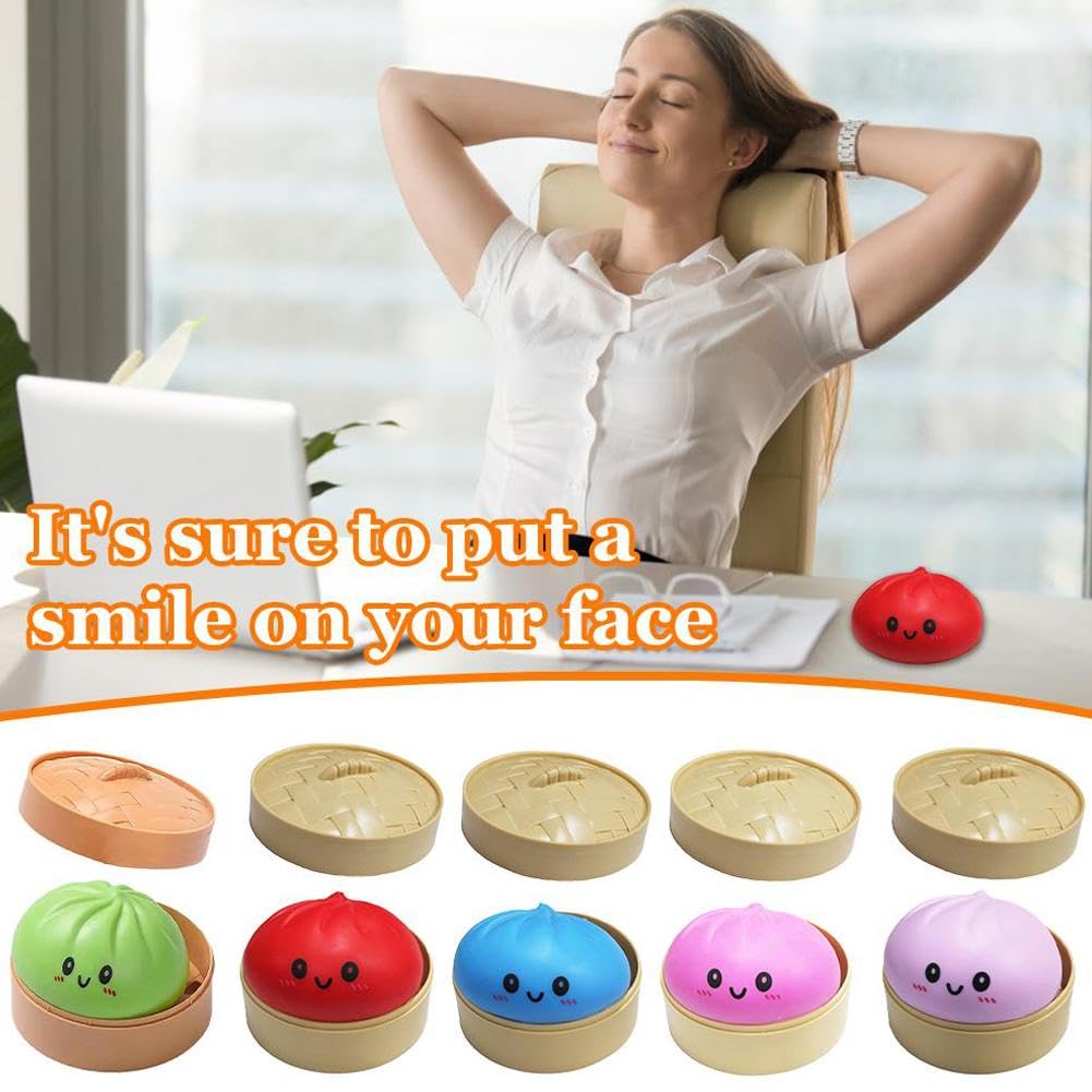 Dumpling Squishies,Glitter Dumpling Squishies, 2026 New Dumplings Mystery Steamer Box - 10 Colors Random Mystery Gift Box, Squeeze Dough Ball Stress Relief Hand Toys with Food Steamer — view 4