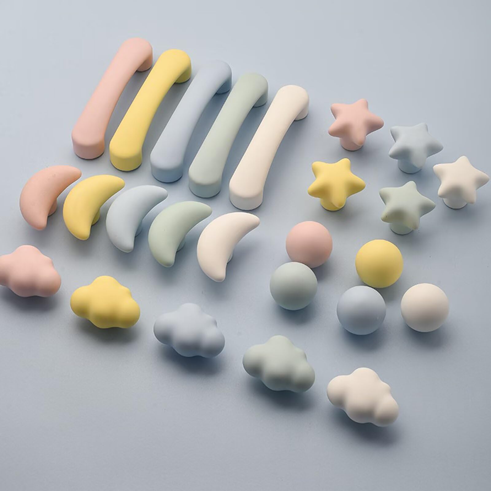 Confezione da 8, graziosi pomelli in ceramica a forma di nuvola, maniglie per cassetti e porte, ideali per la cameretta dei bambini, per armadi da bagno, mobili da cucina, decorazione per la stanza