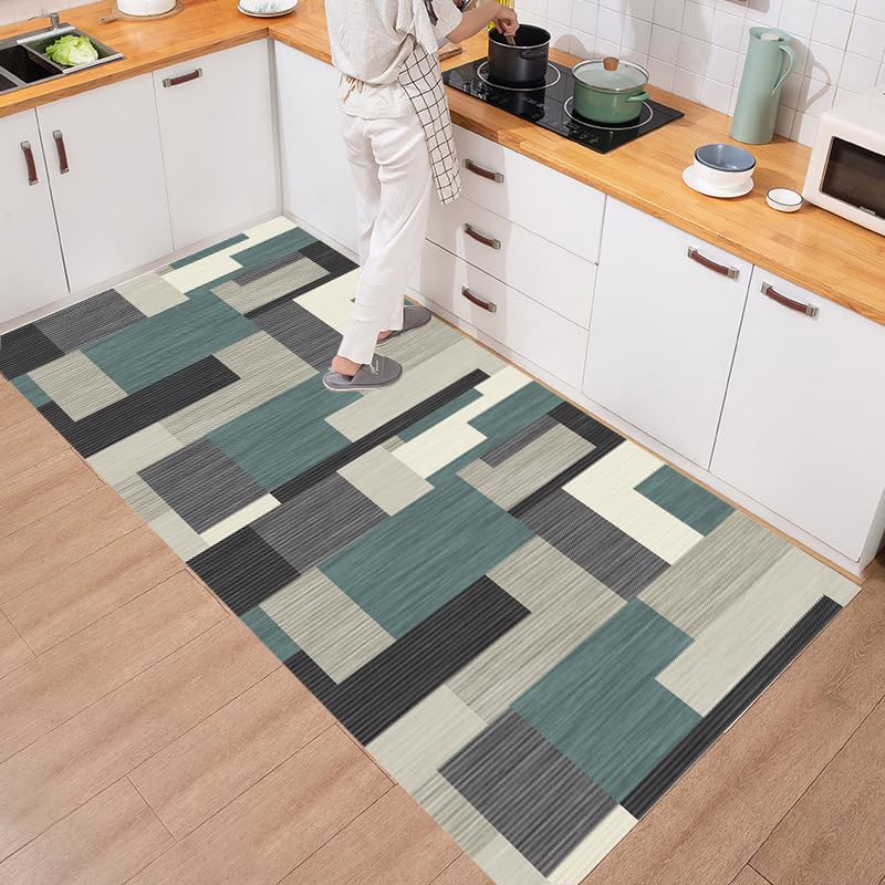 Siunwdiy Tappeto Passatoia 5 Metri cucina Antiscivolo Lavabile Lungo Tappeti Runner ingresso interno Verde Moderno Antimacchia Tappeto Passatoie per Corridoio Tappetino bagno Soggiorno,90X500CM