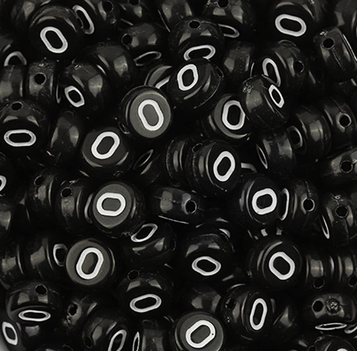 100 Pieces 4×7mm Black Round Acrylic Alphabet Letter Beads Letter O Beads for Jewelry Making Bracelets Necklaces Key Chains