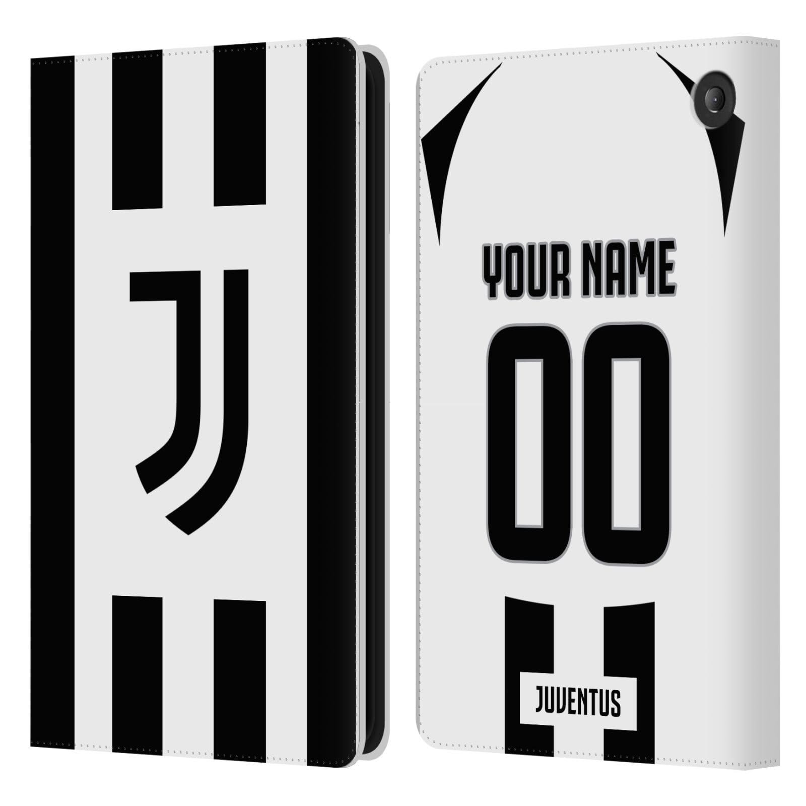 Head Case Designs Officially Licensed Custom Customized Personalized Juventus Football Club Home 2024/25 Kit Leather Book Wallet Case Cover Compatible with Amazon Fire 7 2022