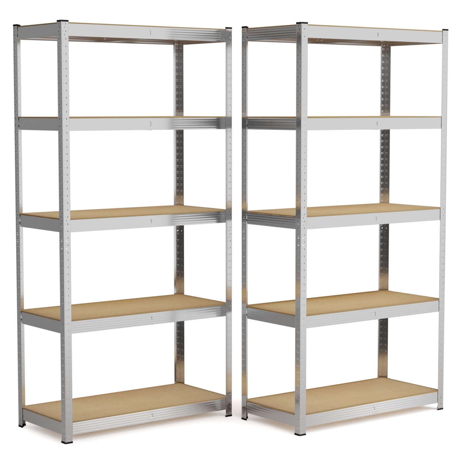 Steckregal Metall 180x90x40 cm – 2er Set Schwerlastregal mit 5 Böden – Kellerregal Lagerregal verzinkt – Regal für Werkstatt, Keller & Garage bis 875 kg