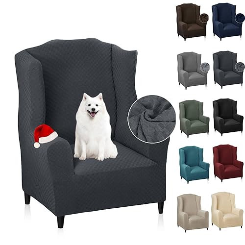 MAXIJIN Wingback Chair Covers 1-Piece Stretch Wing Chair Covers Soft
