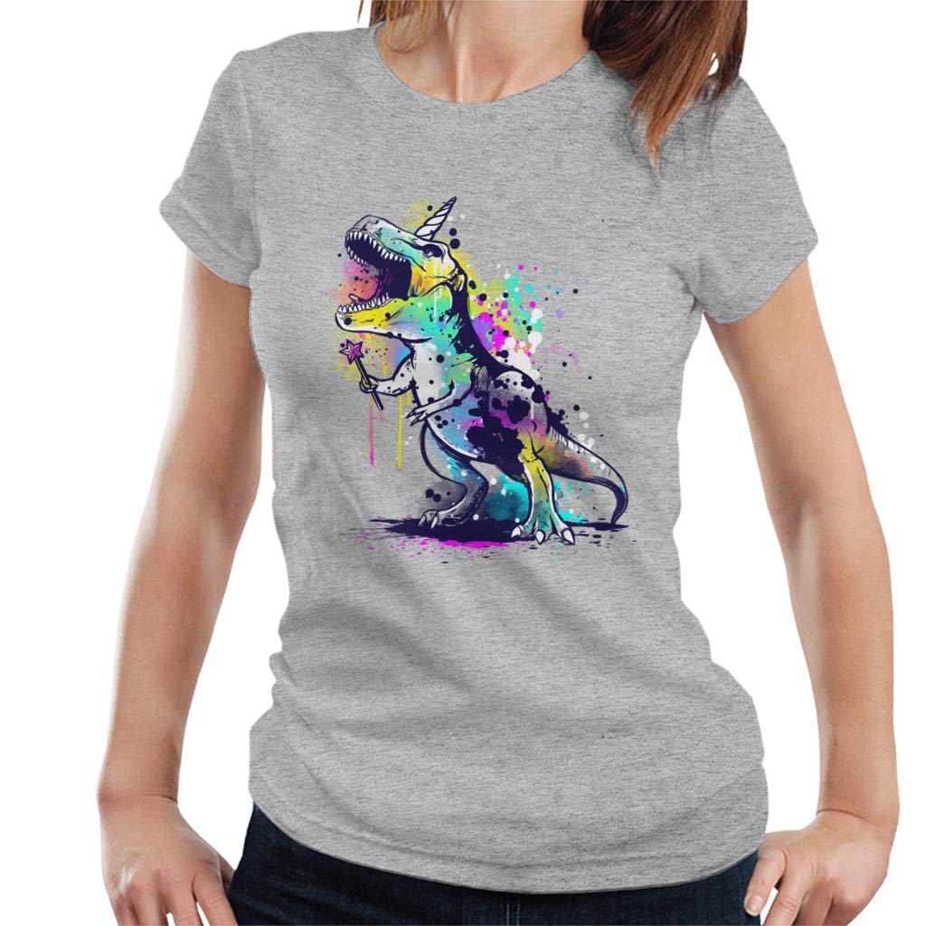Cloud City 7 Unicornosaurus Rex Women's T-Shirt Heather Grey