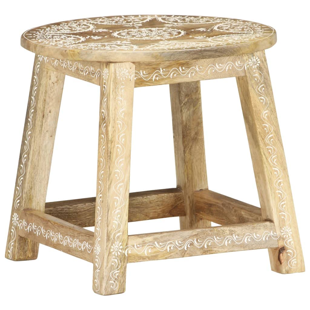 Sgabello dipinto a mano in legno di mango massiccio, 38 x 38 x 35 cm, robusto e durevole, design retrò per studio, caffè, cucina, sala da pranzo, bancone, bistrot e isola di cucina