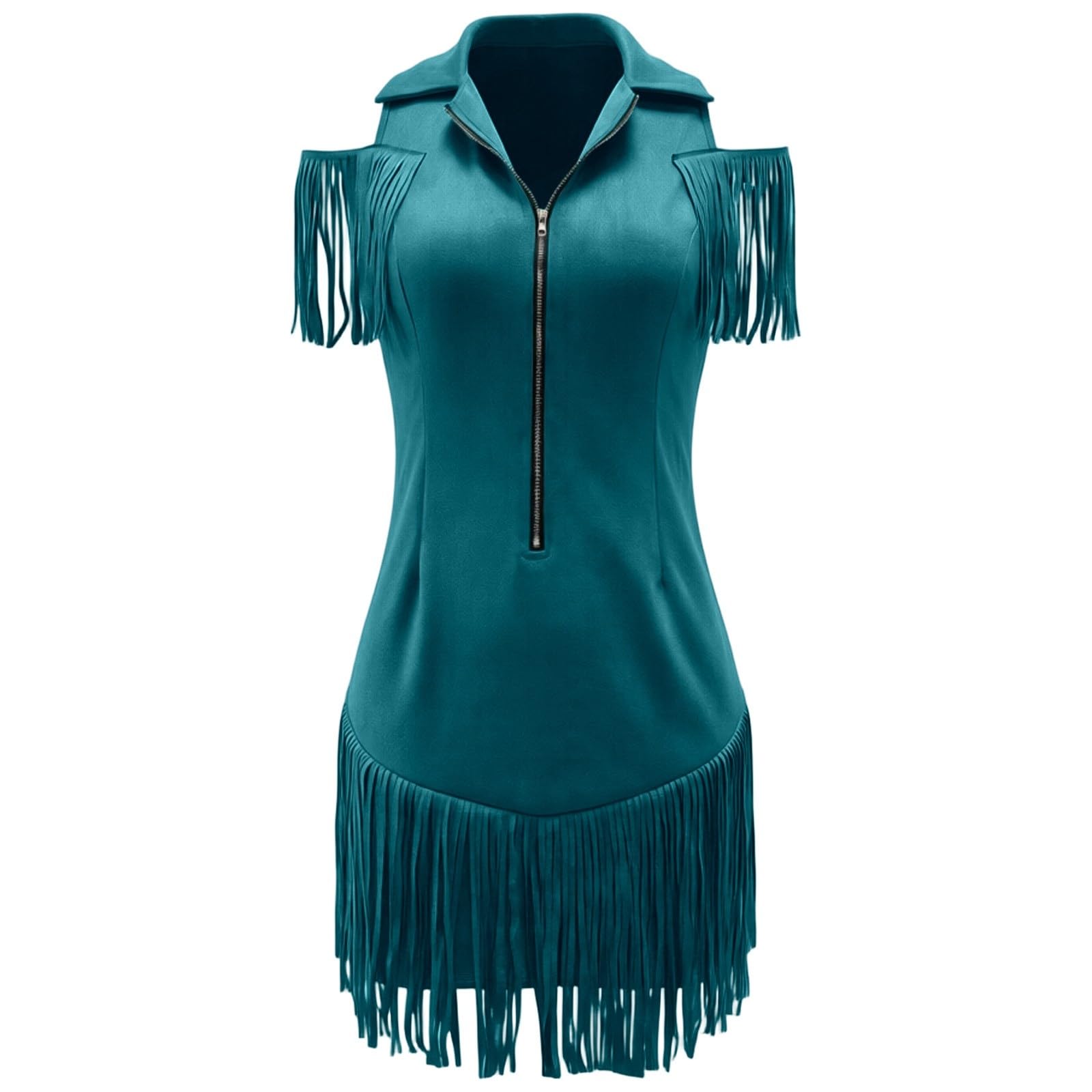 Vestido con flecos para mujer, estilo Y2K, aspecto de ante, hombros descubiertos, disfraz occidental, vestido de fiesta, minivestido de verano, vestido rockabilly, elegante, retro, vestido de cóctel