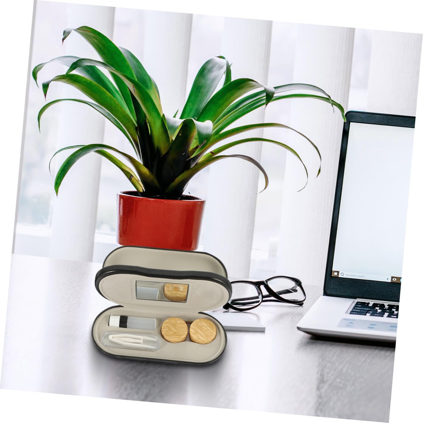 Anneome Custodia per Occhiali da Esterno Doppio Strato in Pu Pelle e Metallo, Organizer Portatile per Lenti Protezione Contro Danni, Set da 1 per Uso Multiuso Domestico