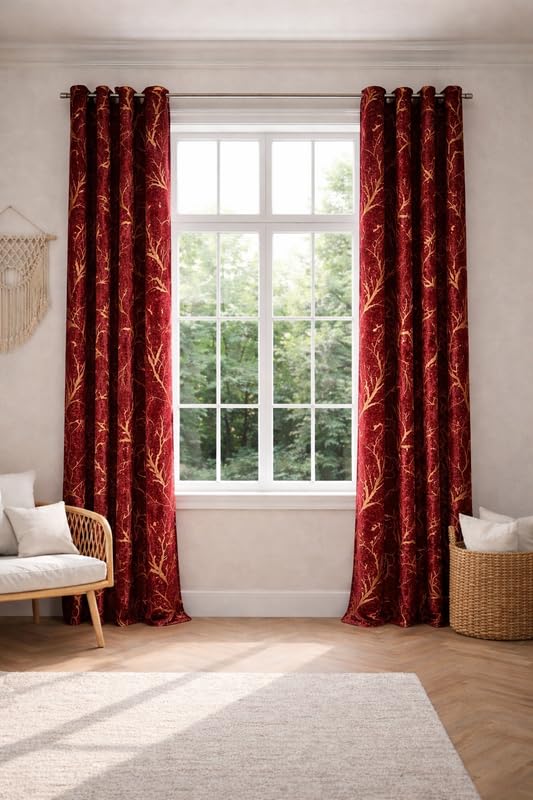 Image of Velvet 6 Feet Blackout Curtain Panels, 70% Light-Blocking Heavy Thermal Insulated Drapes Set of 1 (182 * 121cm, Maroon)