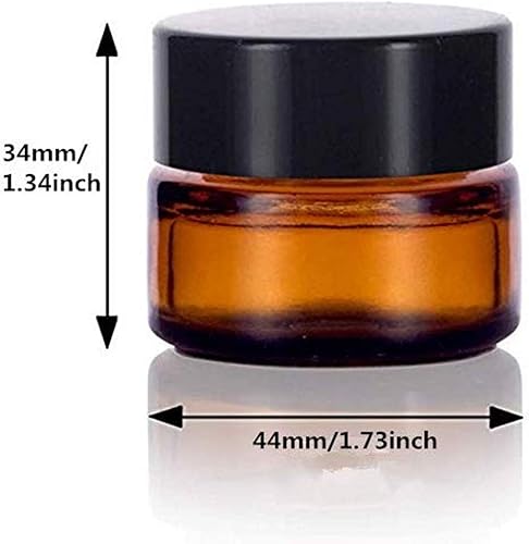 Miniatura 2 de Healthcom - 10 frascos cosméticos de vidrio ámbar de 0.53 oz0.5 fl oz vacíos y recargables, frascos redondos, recipientes de viaje, botellas de