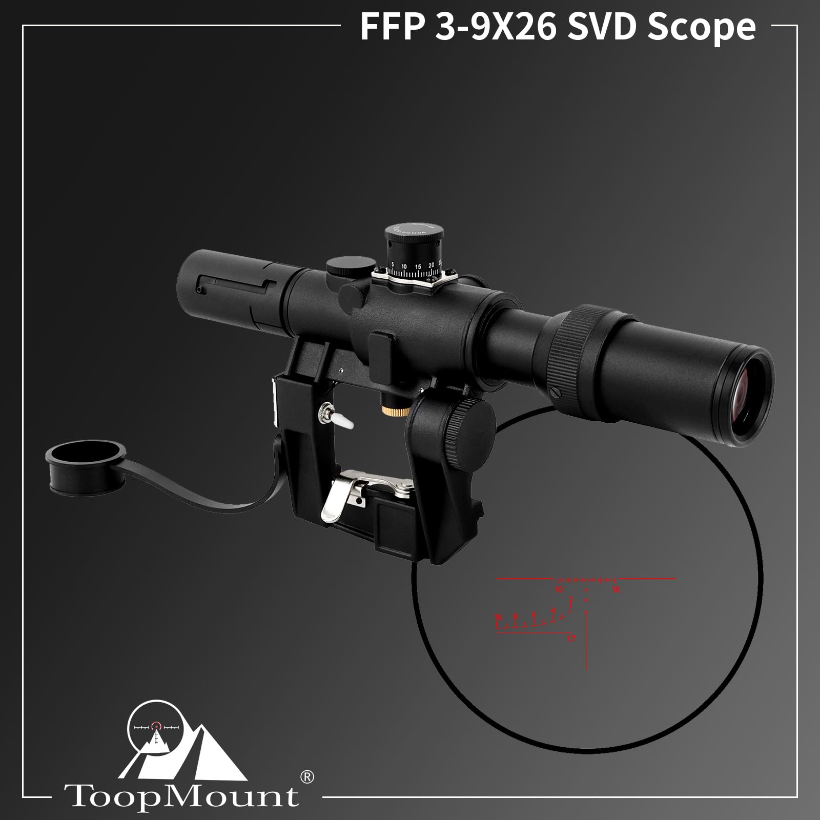 3-9X26 Lunette de visée FFP Premier Plan Focal Montage latéral Optique portée viseur avec Pare-Soleil Tube Capot Noir Rouge réticule