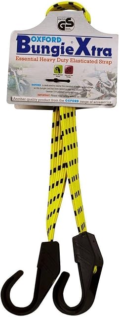 Oxford Bungee Extra Heavy Duty Elasticated Strap with Steel Hooks - Yellow, 16 x 600 mm