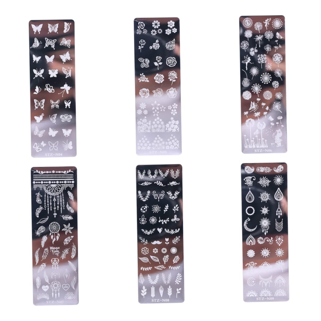 3 Set Piastre Per Stamping Unghie Inossidabile Con Floreali E Farfalle Strumenti Per Nail Art Per Design E Creativo 6 Pezzi*3
