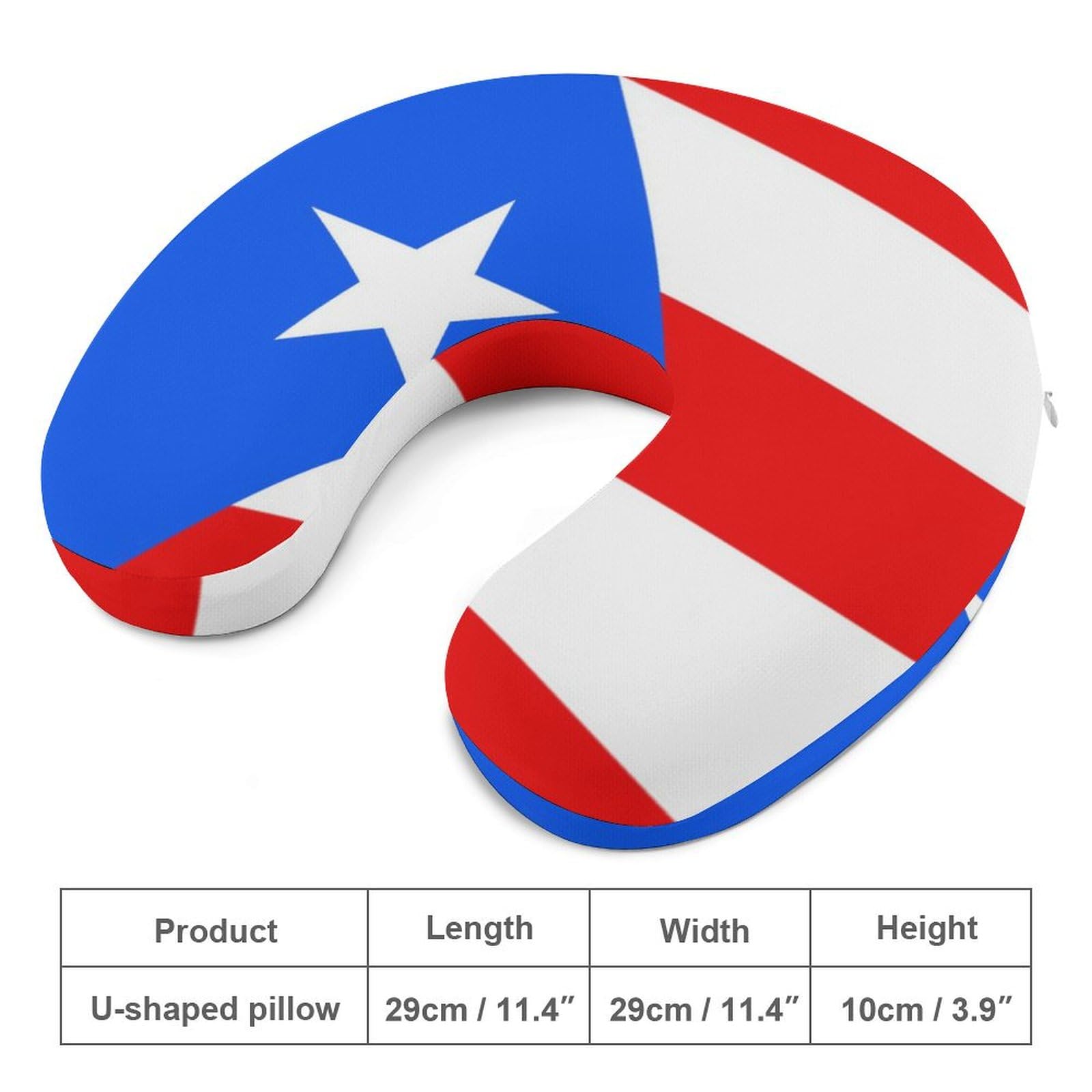 Puerto Rico Flag Travel Pillow U Shaped Head and Neck Support Cushion Soft Headrest Pillows for Car Airplane Train, fdgvjjd435
