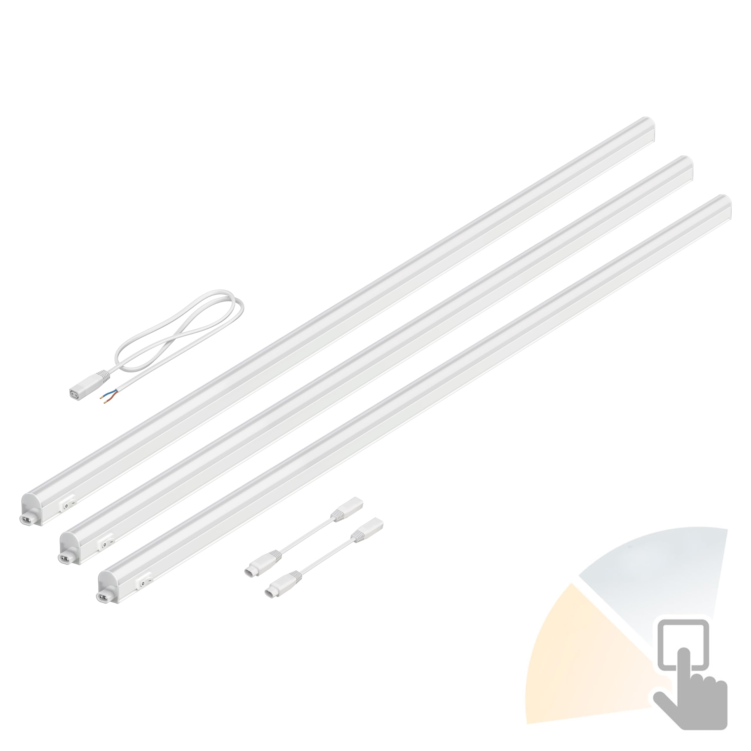 ledscom.de Set de 3 lampes LED sous châssis Rigel, température de couleur réglable, 113cm chacune, 14,6W, 1747lm, blanc chaud/blanc