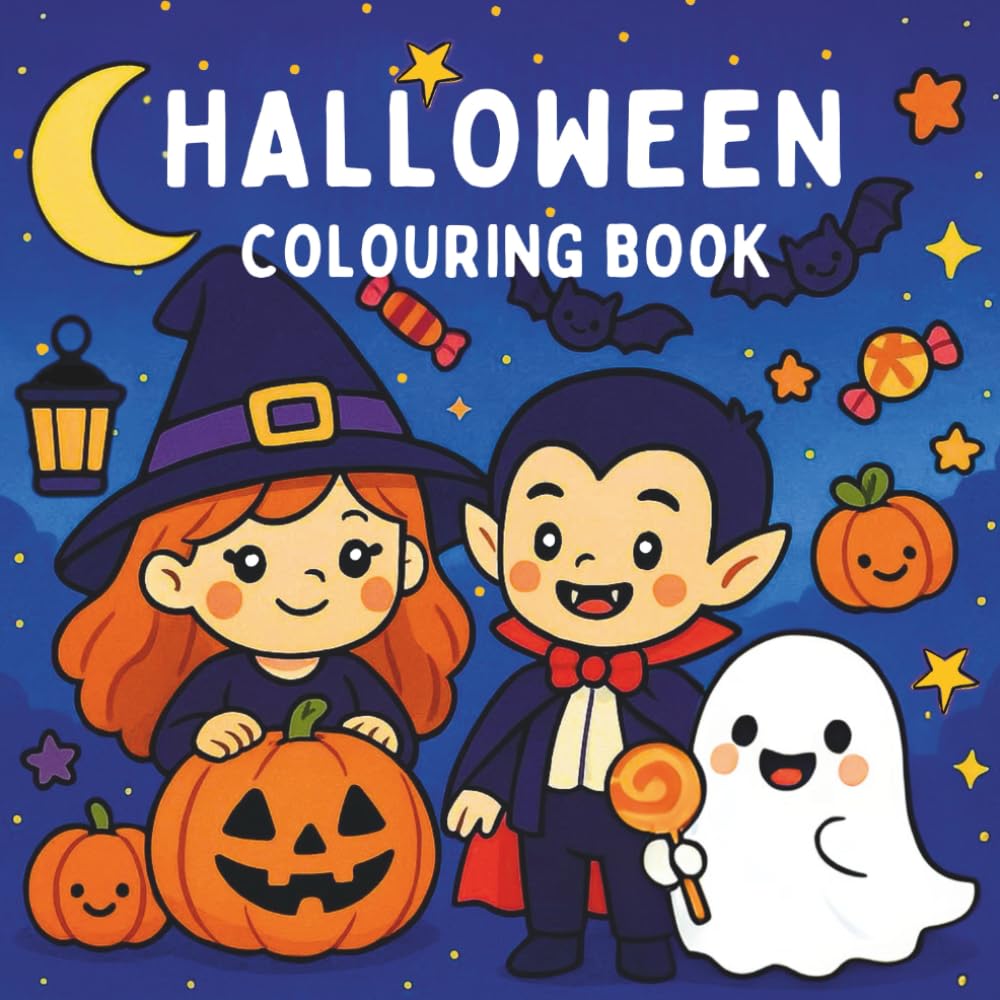Halloween Colouring Book: Kawaii Halloween Designs with Pumpkins, Witches, Vampires, Ghosts & More – Spooky and Cute Fun for Kids & Teens. (Cake Studio & Co Colouring Stories)