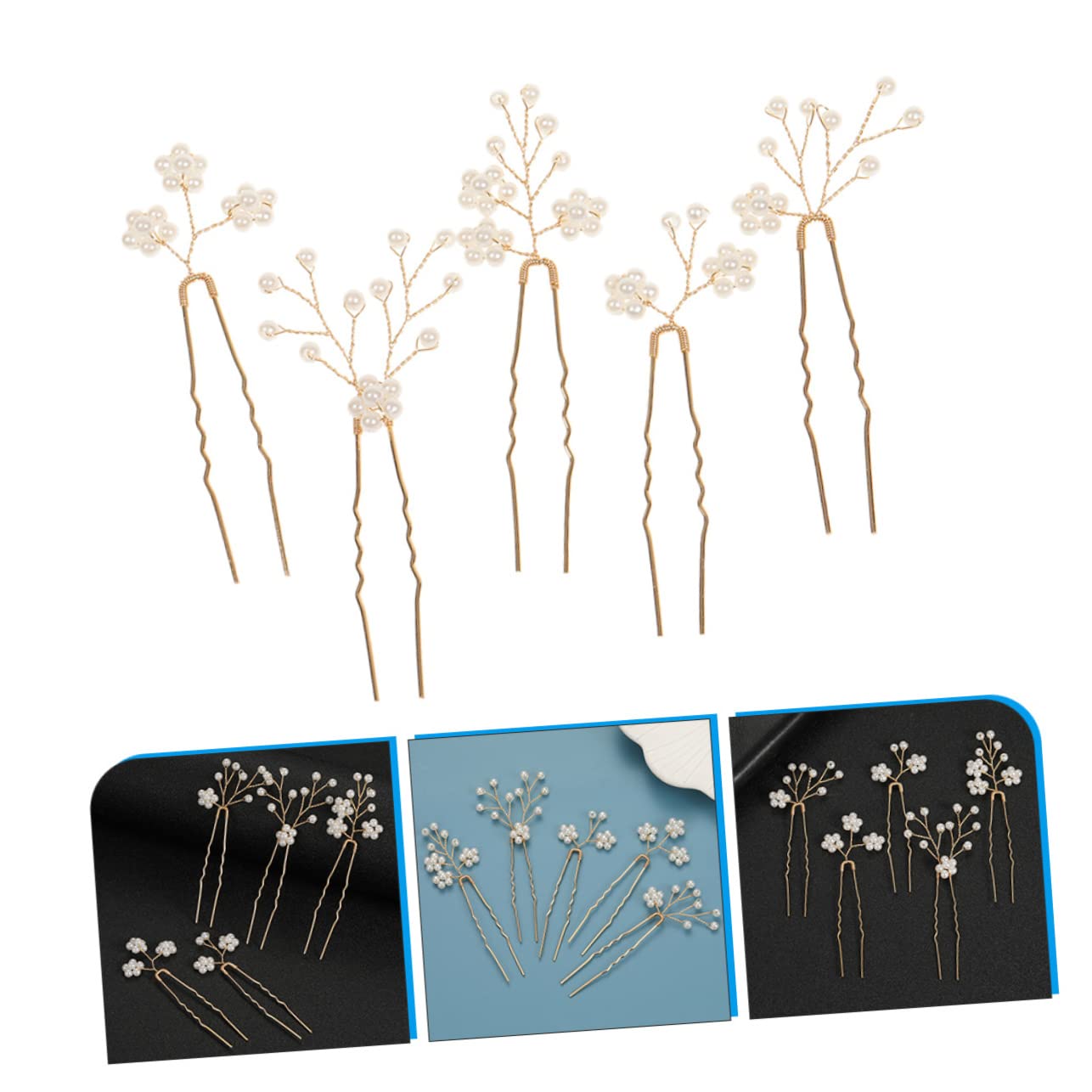 POPETPOP 20stücke Perlen Blumen Haarnadeln Für Hochzeiten Haaraccessoires Für Bräute Und Brautjungfern U-förmige Haarnadeln Mit Strahlendem Für Besondere Anlässe