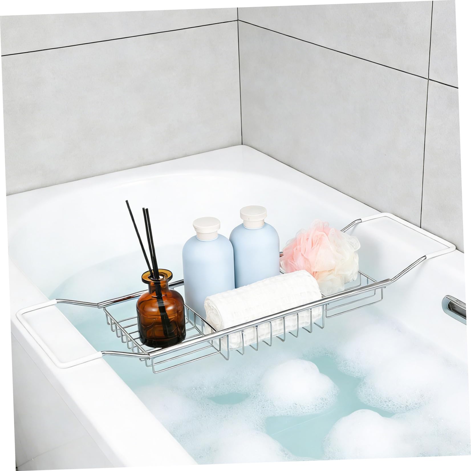 Plateau de Bain pour Baignoire Télescopique en Acier Inoxydable