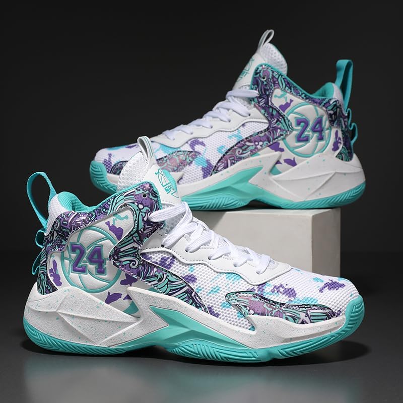 Kids Basketball Shoes, Mesh Cloth Casual Sports Basketball Shoes Breathable Comfortable Boys Sneakers for Big Kids - Image 4