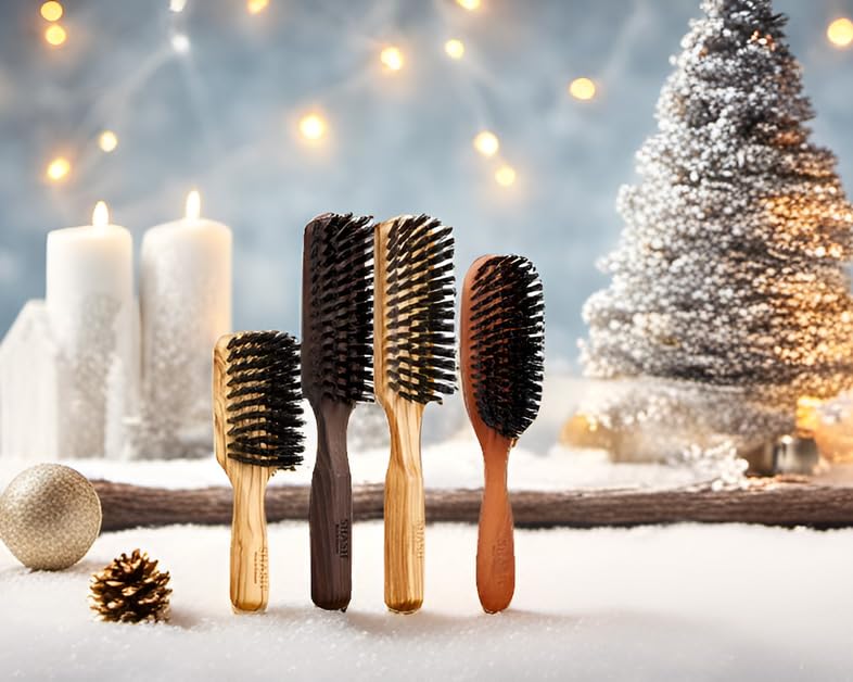 SHASH The Tidy Craftman 100% Boar Bristle Hair Brush - Made in Germany, Olive - Image 3