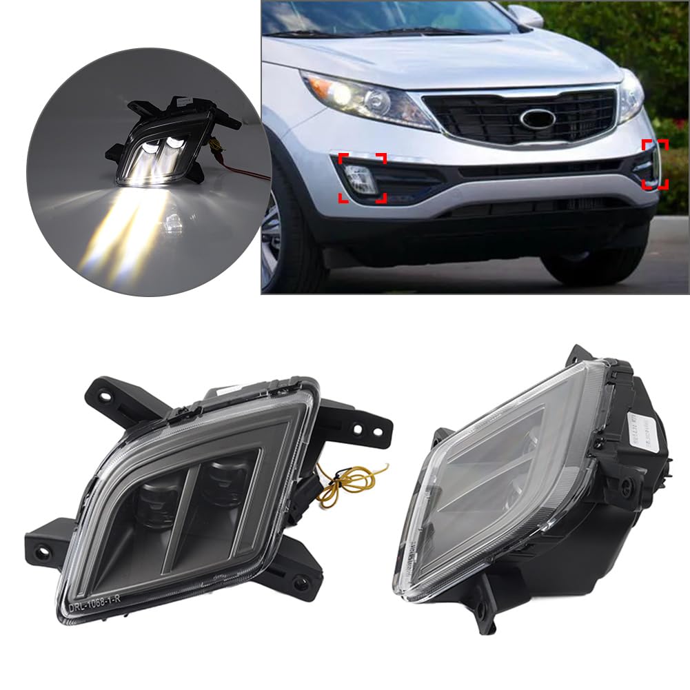 Bacar Front Fog Light Daytime Running Lights Driving Lamps ABS for KIA for Sportage 2011 to 2015 2 Pcs