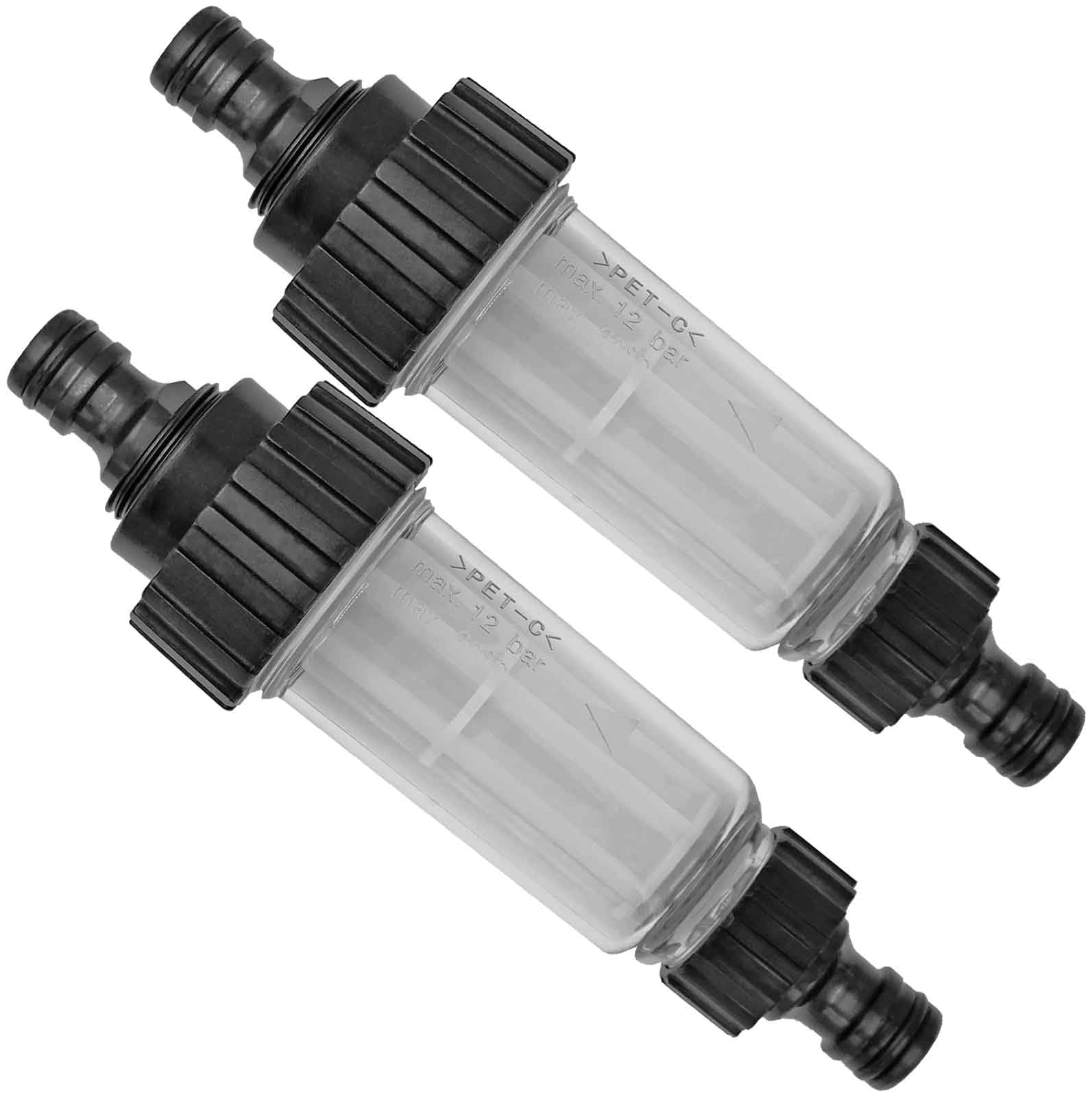 MegaHaustechnik 2 Stück Wasserfilter Vorfilter für Hochdruckreiniger Pumpenfilter Gartenschlauch Wohnmobil Caravan Boot Wohnwagen Camping Adapter passt zu Kärcher Gardena