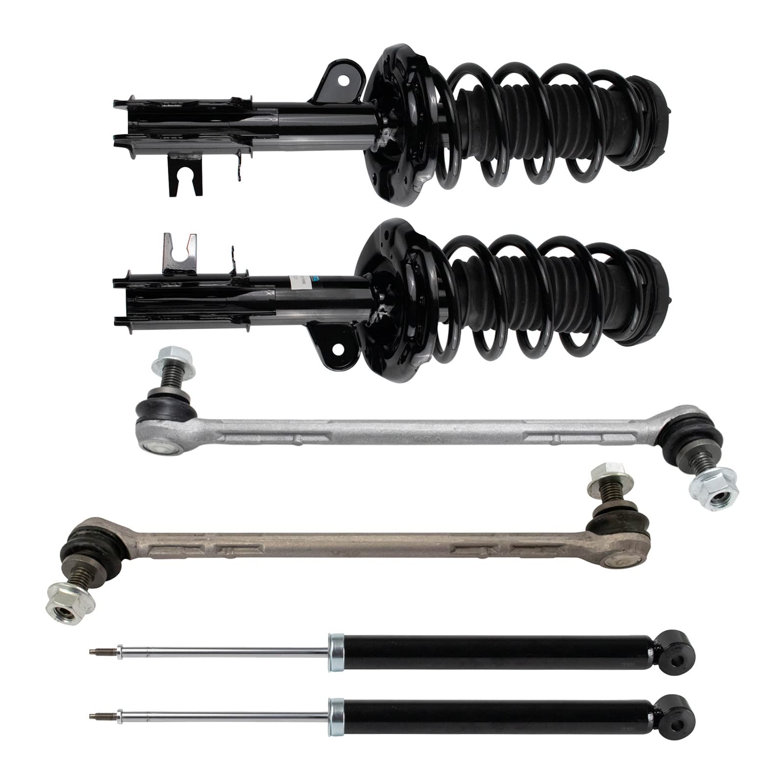 TRQ Front and Rear Suspension Kit Complete Strut & Coil Spring Assembly Shock Absorber Sway Bar Stabilizer Link Compatible with 2013-2022 Buick Encore 2015-2022 Chevrolet Trax