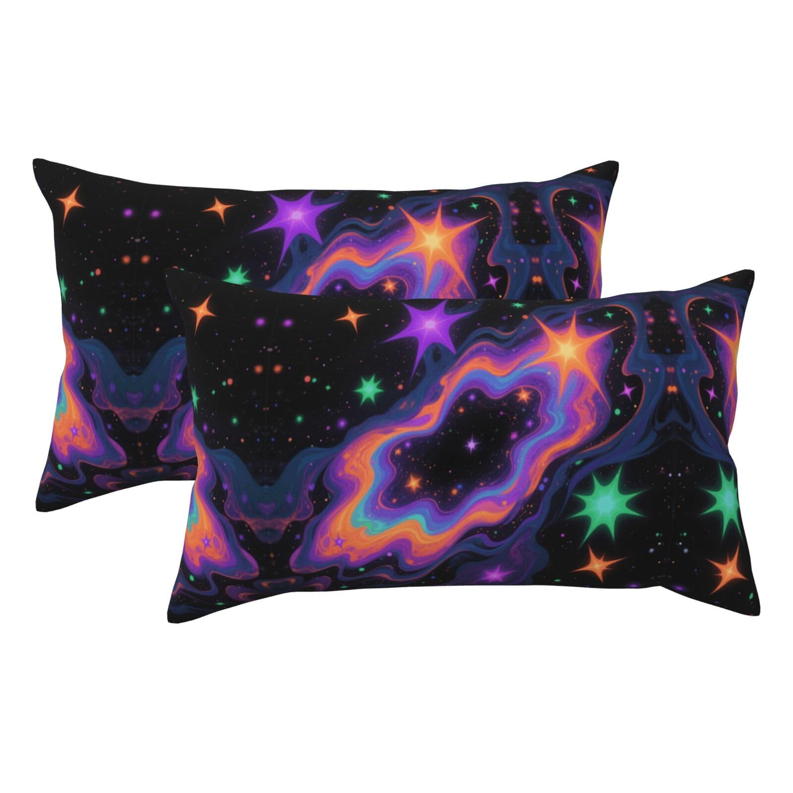 Rainbow Universe Luxury King Pillowcases Set of 2, Plush Velvet Feel Pillow Covers with Hidden Zipper, Skin & Hair Friendly, 20x36 Inches Pillow Cases for Sleeping Gift