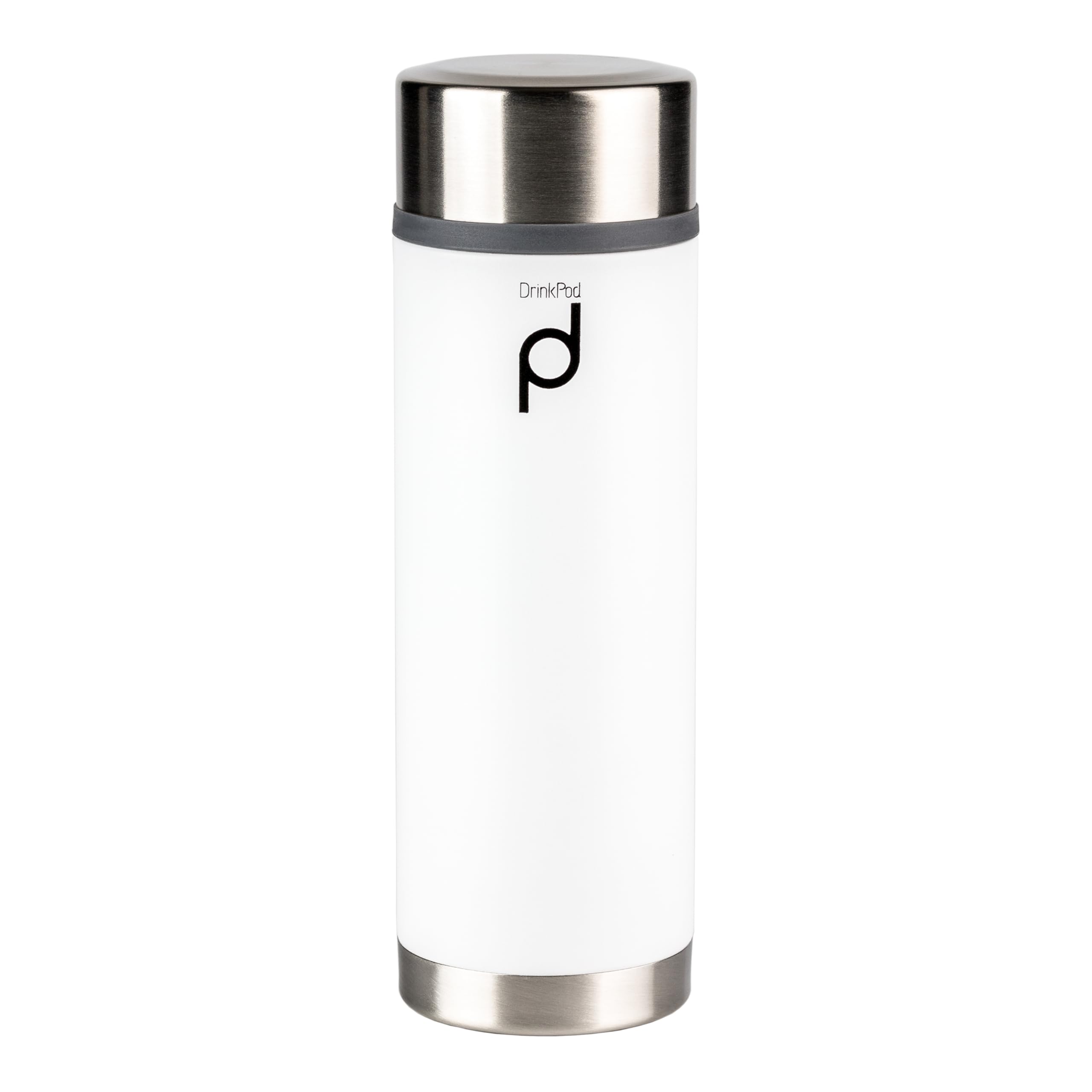 Flasks HW-350W Vacuum Insulated Leak Proof Drinkpod Capsule Flask, Stainless Steel, White, 21 x 7 x 7 cm