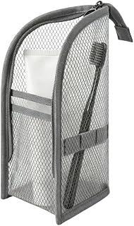 自立式トラベルポーチ — 化粧品収納用スタンド型トイレタリーバッグ、折りたたみ式コスメオーガナイザー 多層ポケット付き (グレー)