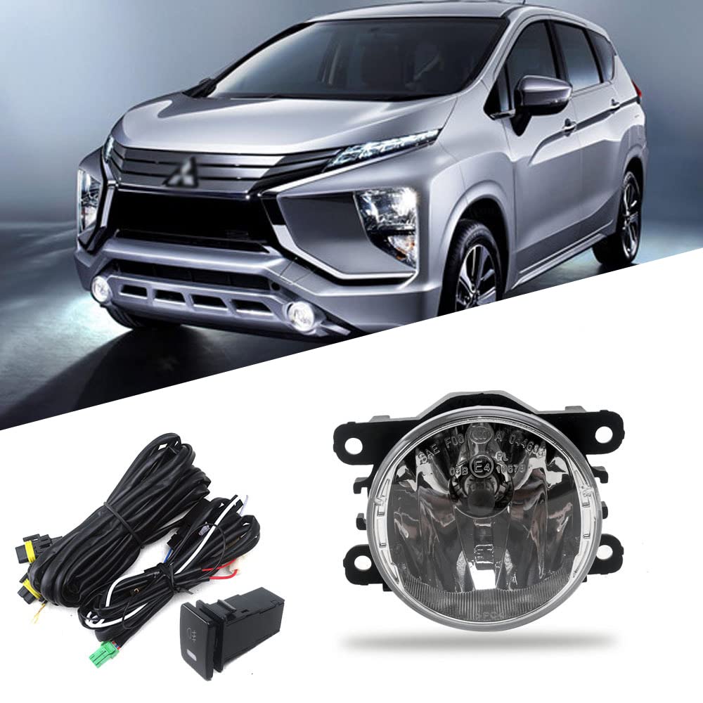 Auto-Tech Clear Fog Light w/Switch Wire Bulb fog lamp assembly kit Replacement For Mitsubishi Xpander 2017-2021