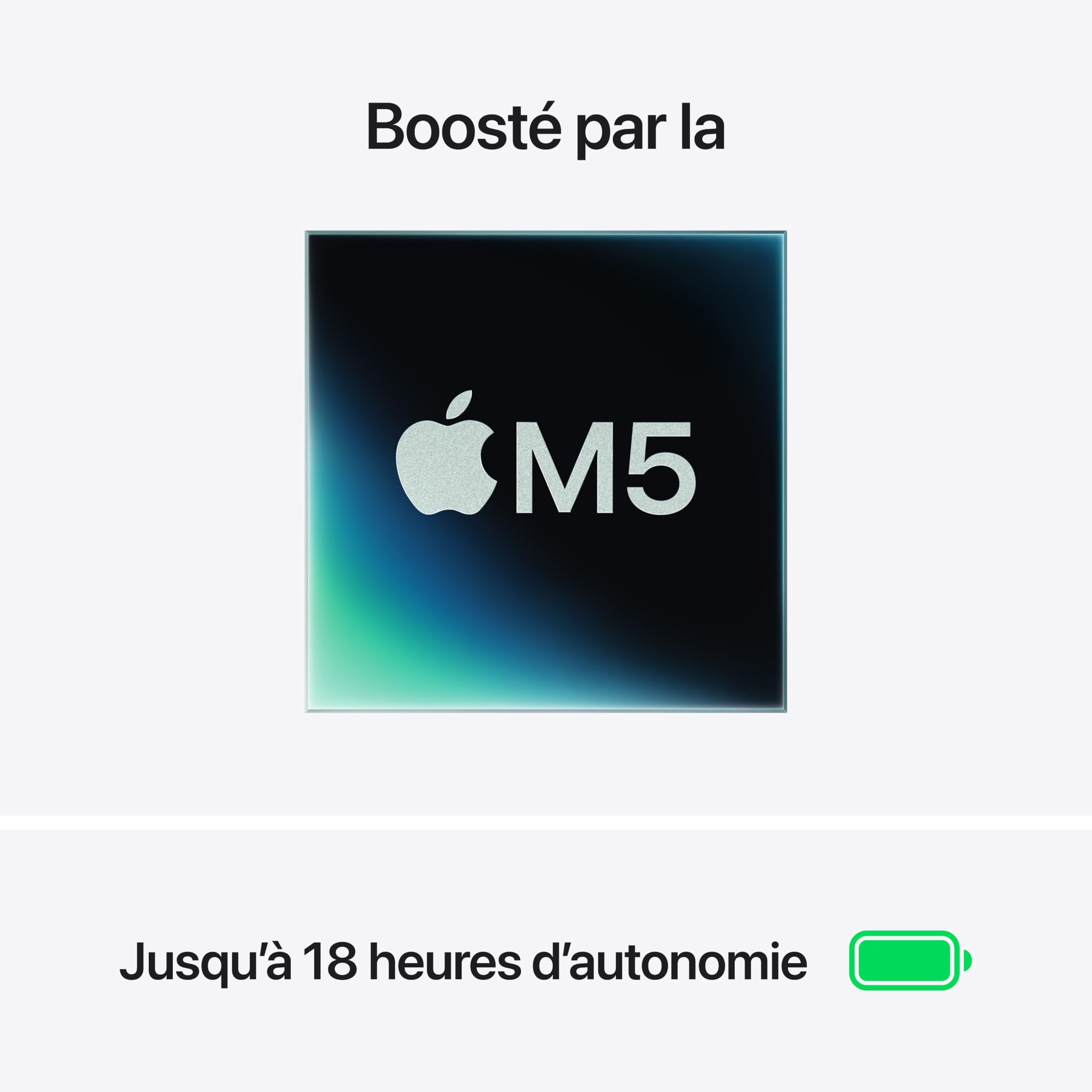 Apple MacBook Air 15 Pouces Portable avec Puce M5 : Conçu pour l’IA, Écran Liquid Retina 15,3 Pouces, Mémoire unifiée 16 Go, SSD 512 Go, Caméra Center Stage 12 MP, Touch ID, Wi-FI 7 ; Ciel
