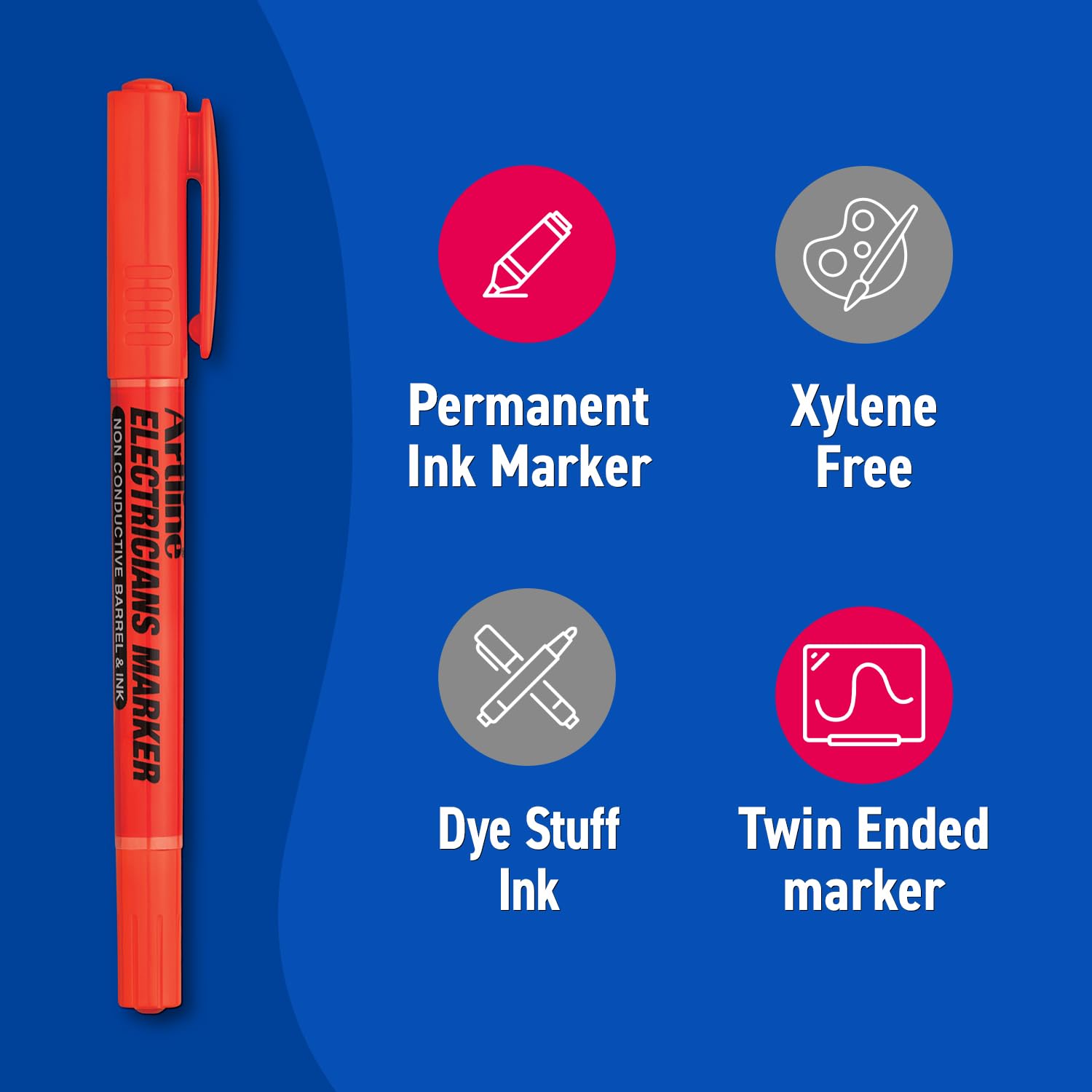 Artline Electricians Markers, Orange, 1 count (Pack of 12) - Image 3