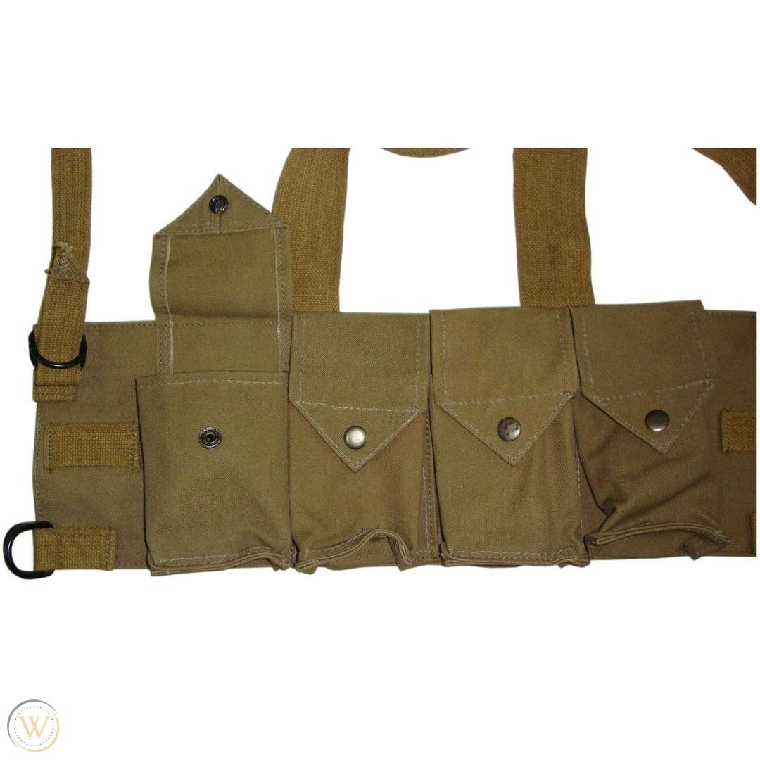 Rhodesian Fereday & Sons Chest Rig Tactical Canvas 4 Mag Pouch FAL/G3/M14 Bush War/20rd (KHAKI)