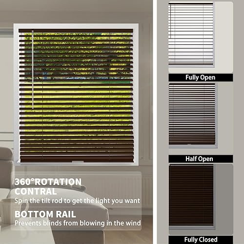 Miniatura 5 de HIDODO Mini persianas de aluminio para ventanas, persianas horizontales sin cordón, persianas de metal, impermeables, ajuste de luz, para oscurecer